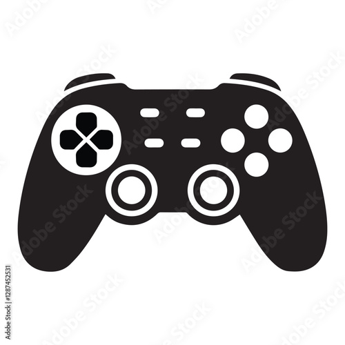 Black and White Game Controller Icon for Gaming Designs