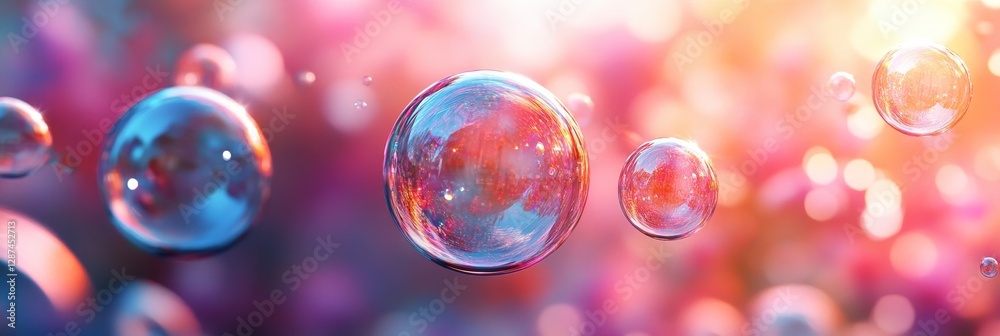 Colorful Bubbles in Serene Garden, Generative AI Colorful Bubbles in Serene Garden, Generative AI