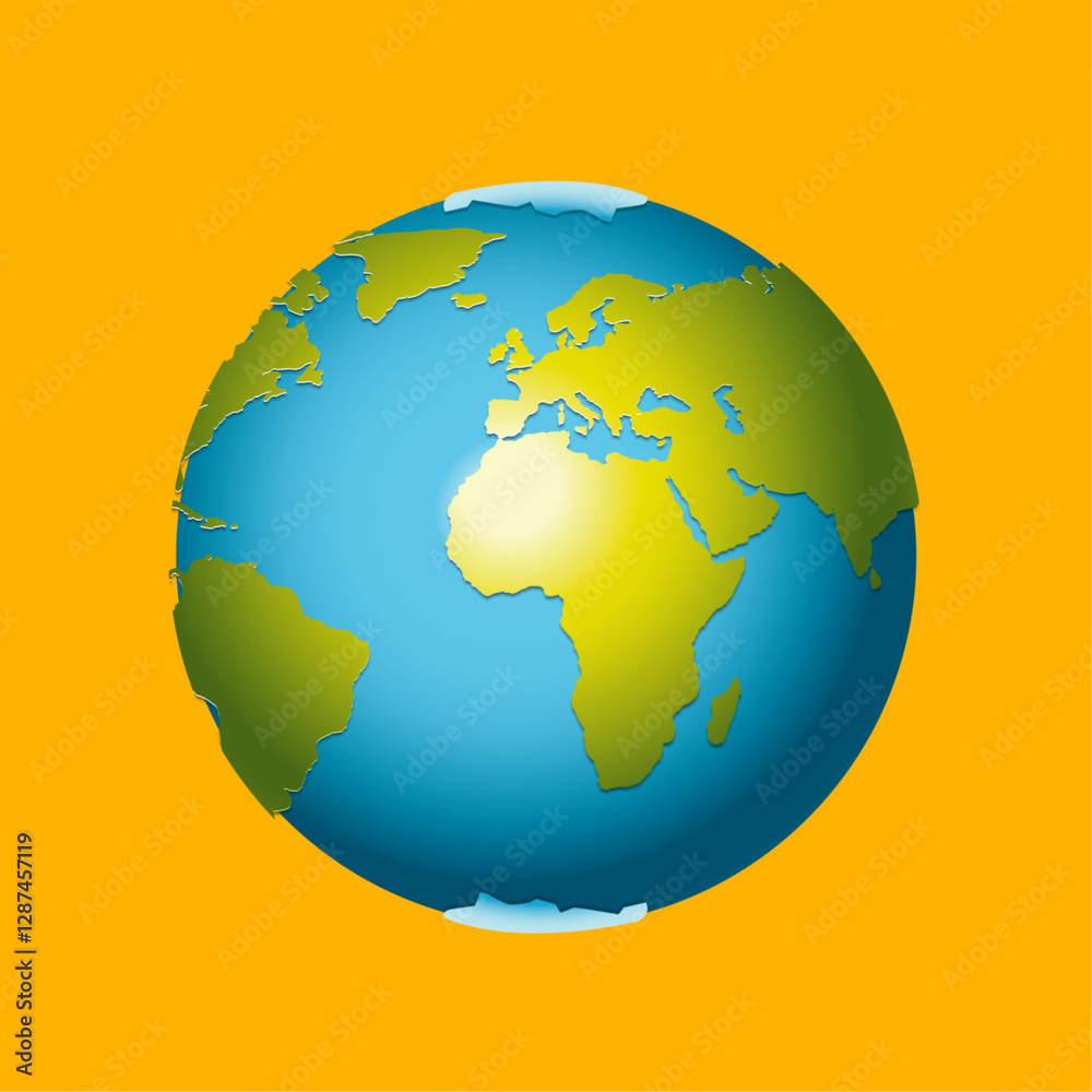 Naklejka premium Colorful Globe Earth Illustration with yellow background.