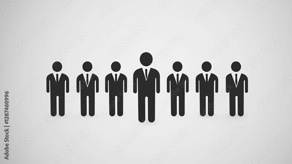 Businessmen in suits stand in a row showing leadership Businessmen in suits stand in a row showing leadership