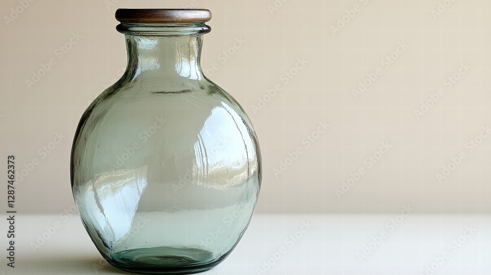 A simple yet stylish bottle neatly placed on a wooden table surrounded by a minimalist setting A simple yet stylish bottle neatly placed on a wooden table surrounded by a minimalist setting