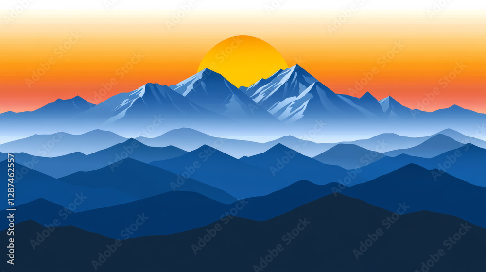 Fototapeta premium serene mountain landscape at sunrise with vibrant colors and layers
