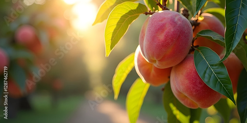 Ripe apricots on a tree, close-up. Apricot orchard.