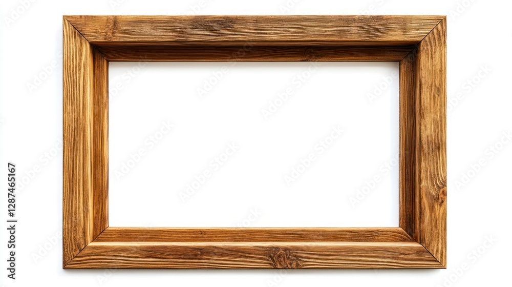 Rustic wood frame, white background Rustic wood frame, white background