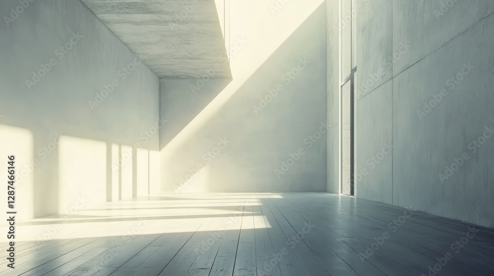 Fototapeta premium Sunlit Minimalist Concrete Room