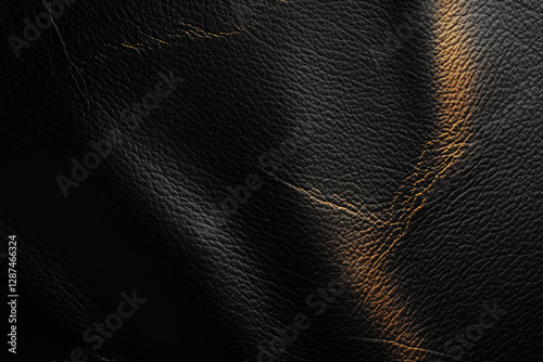Elegant black leather texture with soft gold glow, smooth and premium look, minimal yet high class, ideal for product mockups and luxury branding