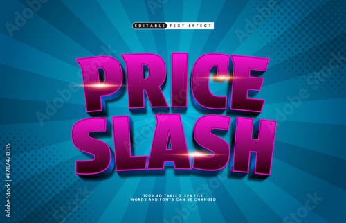price slash editable text effect with a sale and promo text style