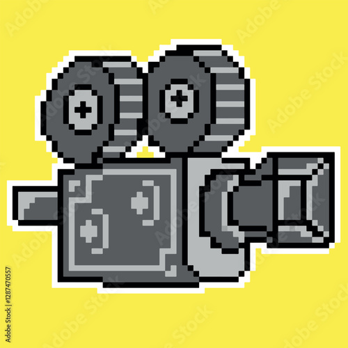 Flat design vector pixel art cinematographe isolated