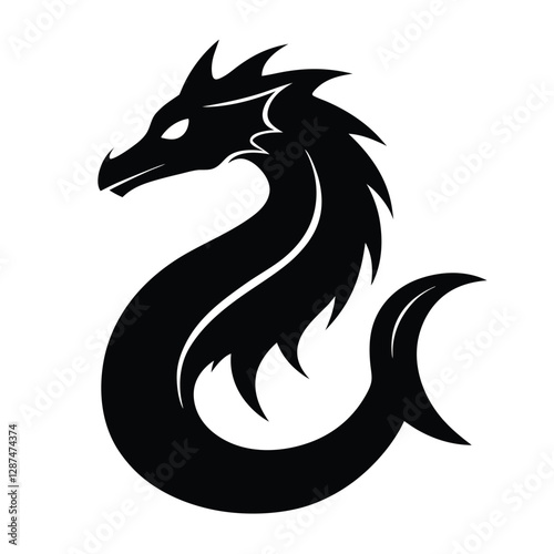 Sea Serpent icon of silhouette vector illustration on white background