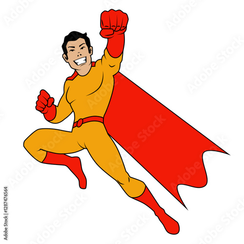 superhero man flying pose vector design 
