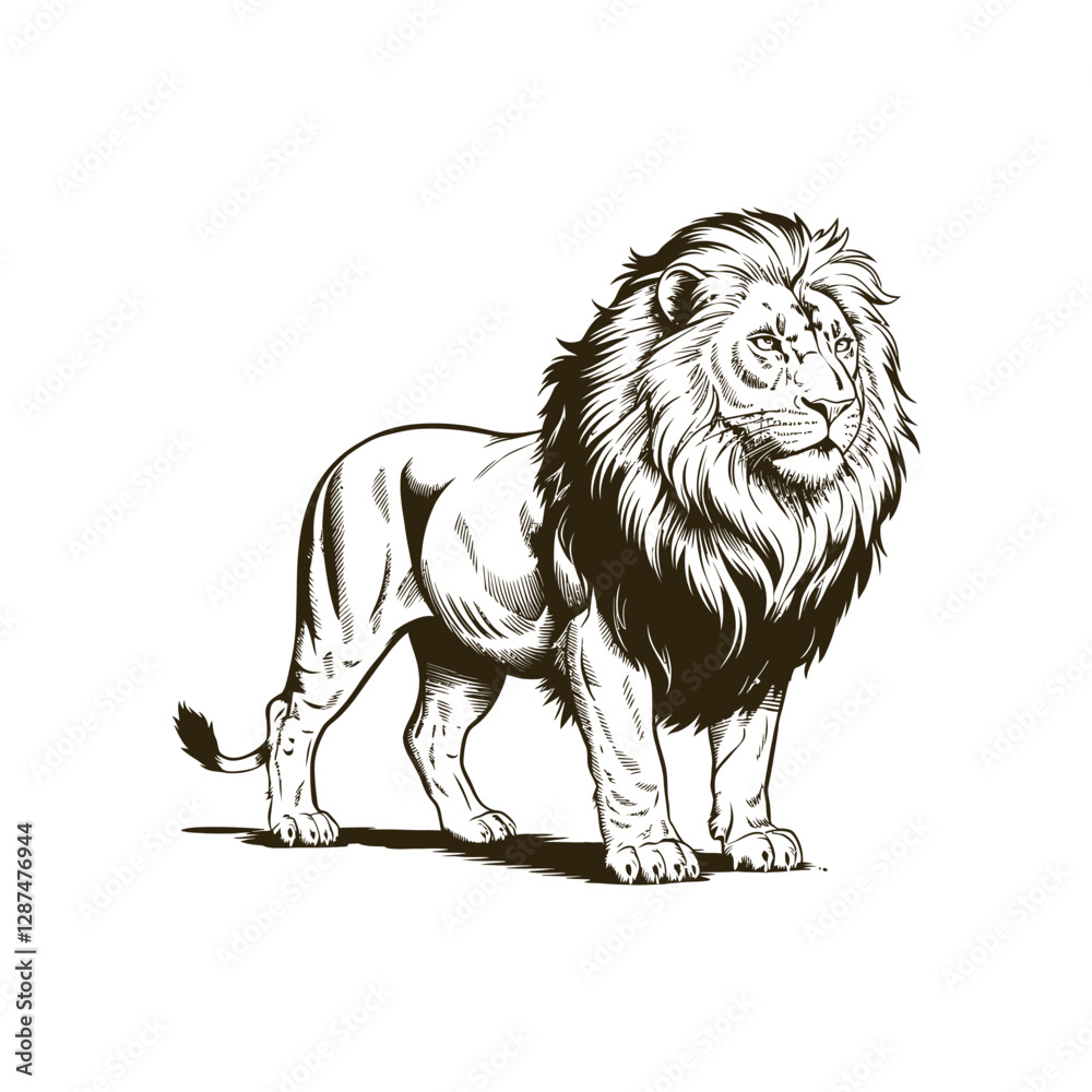 Fototapeta premium Vintage engraving woodcut lion vector illustration art design