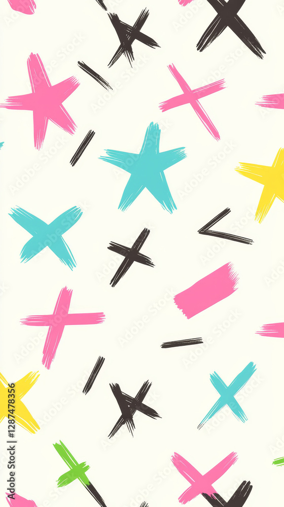 Colorful abstract pattern with brush strokes and shapes on light background Colorful abstract pattern with brush strokes and shapes on light background