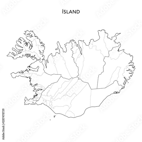 Geopolitical Vector Map of Iceland (Ísland) with Municipalities (Sveitarfélög), and Regions (Landshlutar) Administrative Subdivisions as of 2025 - Iceland photo