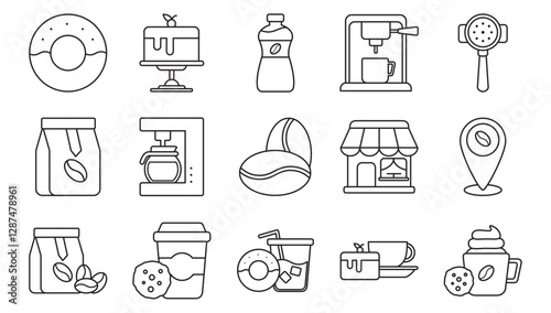Set of coffee vector icons with white background