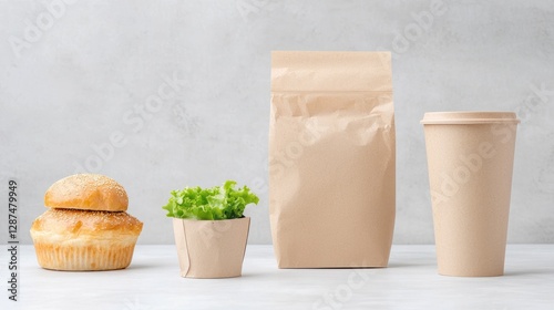 Eco-Friendly Food Packaging Mockup photo