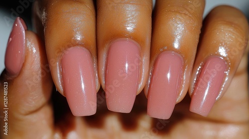Close-up of Dusty Rose Nails, Manicure, Hands photo