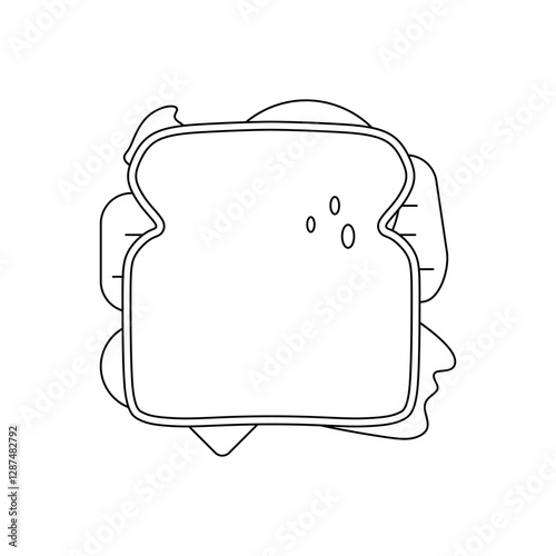 Sandwich icon top view in outline vector illustration. Whole wheat bread slice with meat, vegetable, and cheese. Editable graphic resources for many purposes.