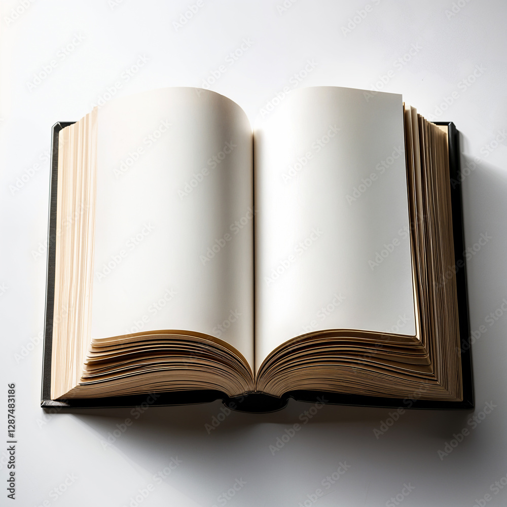 Obraz premium An open book with its pages laid out flat on a white background