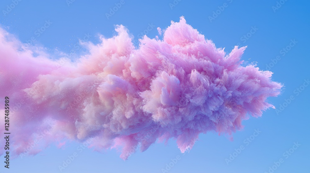 Fototapeta premium Fluffy Pink Cloud in Pastel Sky, Digital Art, Background Image