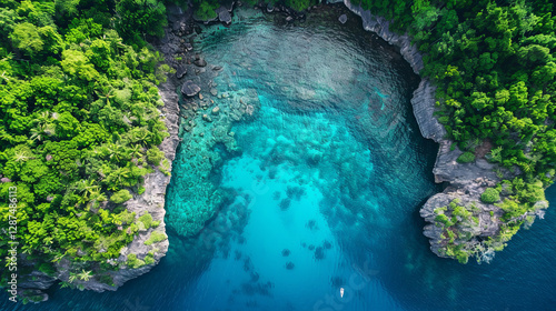 Aerial View of a Secluded Blue Lagoon