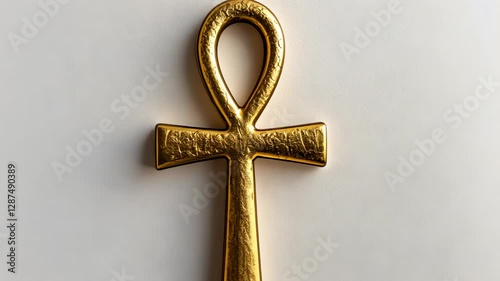Golden ankh symbol displayed against a neutral background, symbolizing life and eternity