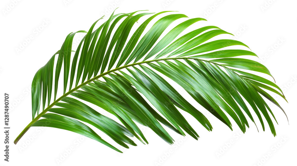 Obraz premium Green palm leaf png with transparent background for nature graphics on white