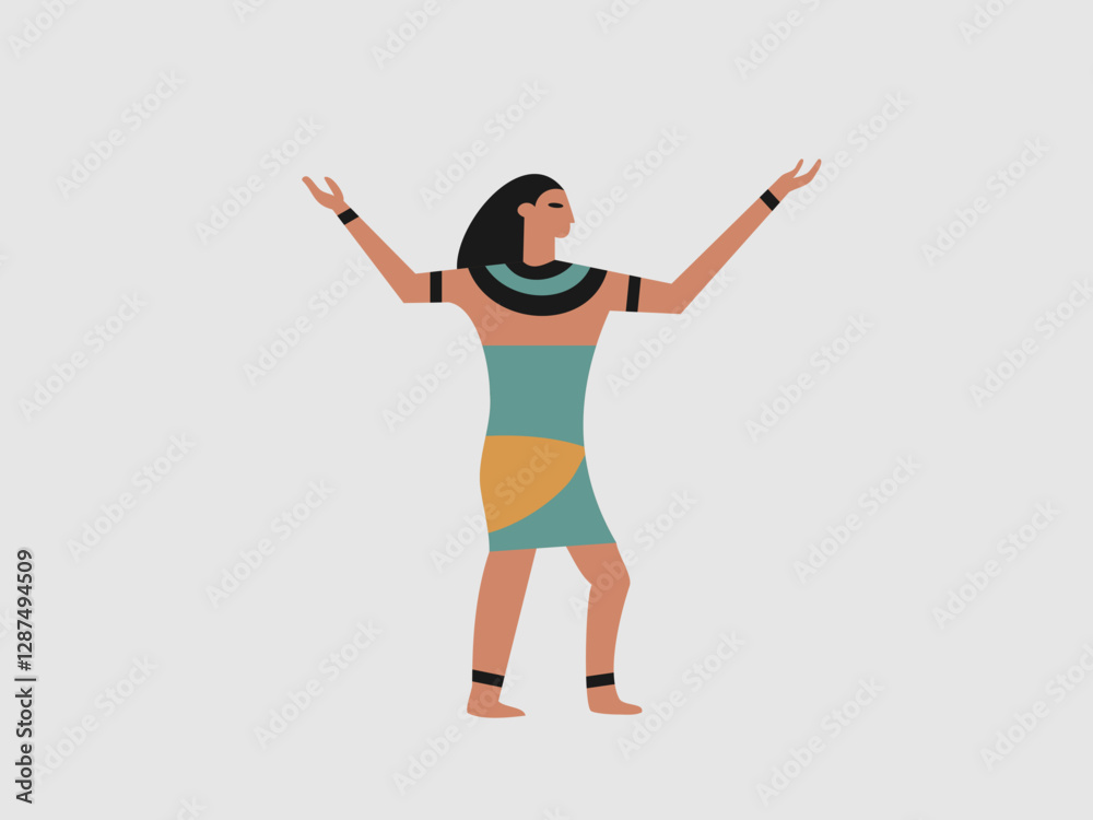 flat vector illustration of a person dancing in an ancient Egyptian style flat vector illustration of a person dancing in an ancient Egyptian style