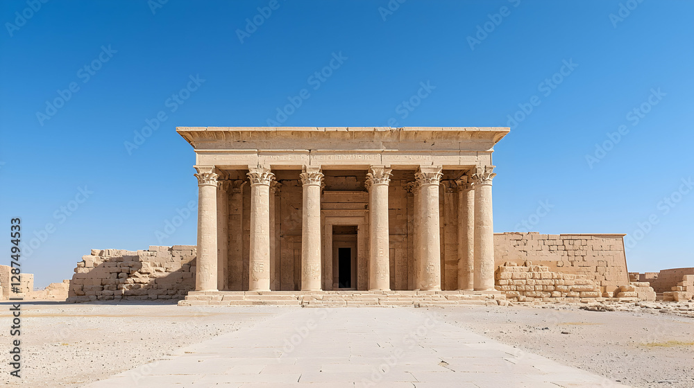 Obraz premium Ancient temple, desert, sunny day, ruins, historical site, travel