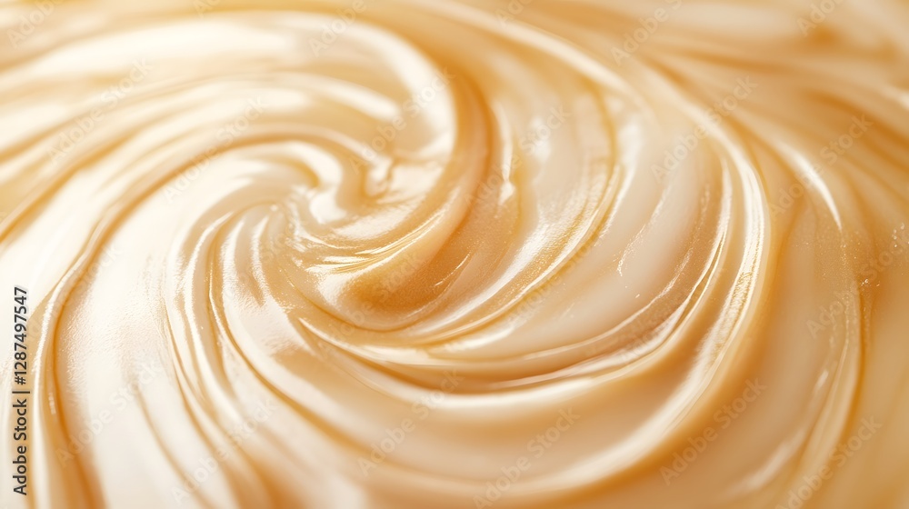 Caramelized and Swirled Sweet Creamy Sauce Displaying a Glossy Texture