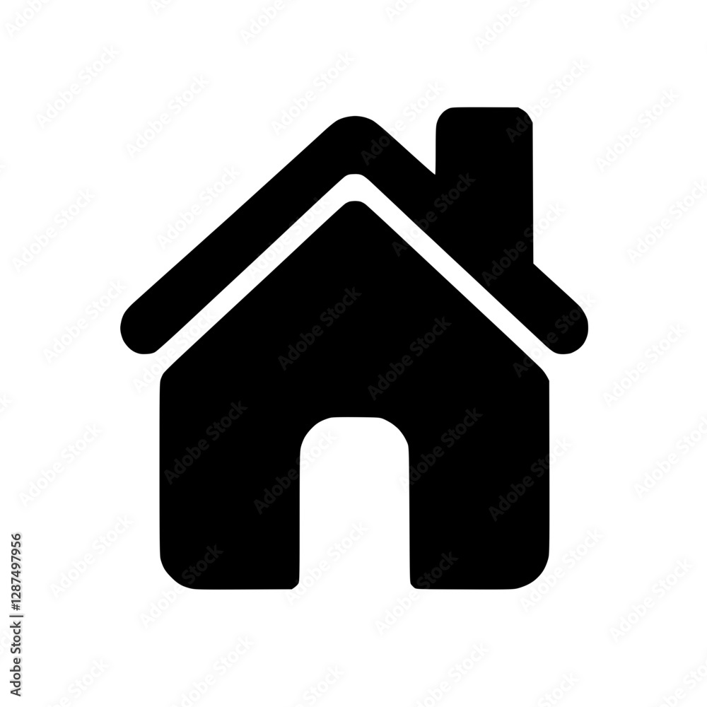 Black house icon representing home and shelter. Black house icon representing home and shelter.