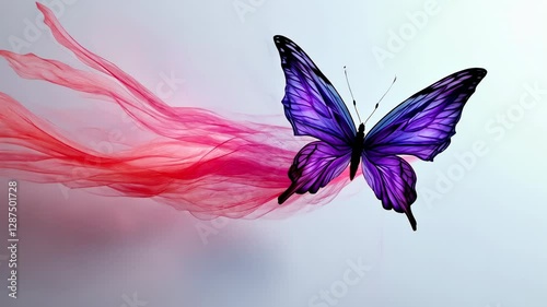 Wallpaper Mural Vibrant butterfly in flight surrounded by flowing colorful wisps, creating a serene atmosphere Torontodigital.ca