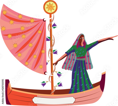 Sailboat in the sea, summer adventure, active vacation. Seagoing vessel, marine ship or nautical caravel. water transport in the ocean for sailor