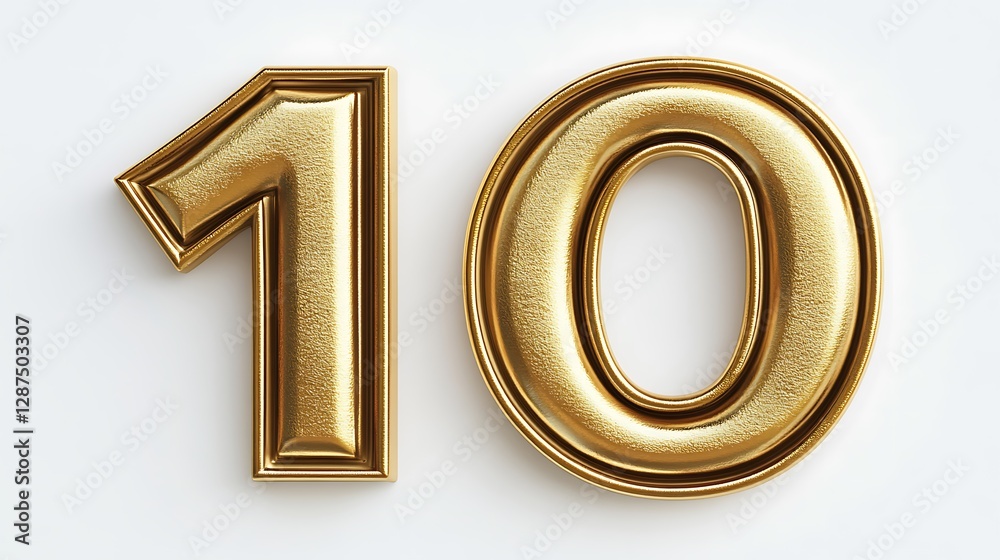 Gold Number Ten Isolated Studio Shot Gold Number Ten Isolated Studio Shot