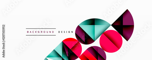Abstract geometric pattern with intersecting circles and triangles in gradients. The high-contrast composition creates depth and a dynamic, modern aesthetic