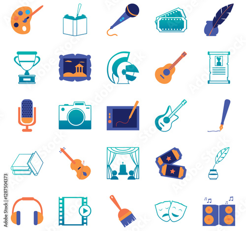 Set of vector culture icons with white background