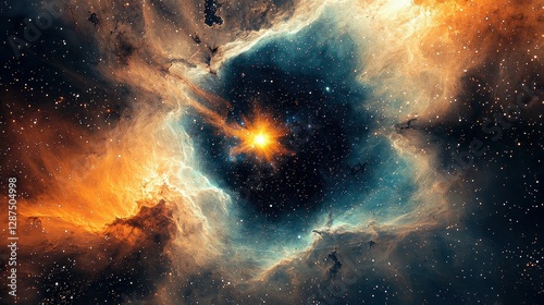 A breathtaking interstellar rift inside a nebula, forming a celestial gateway to another dimension
