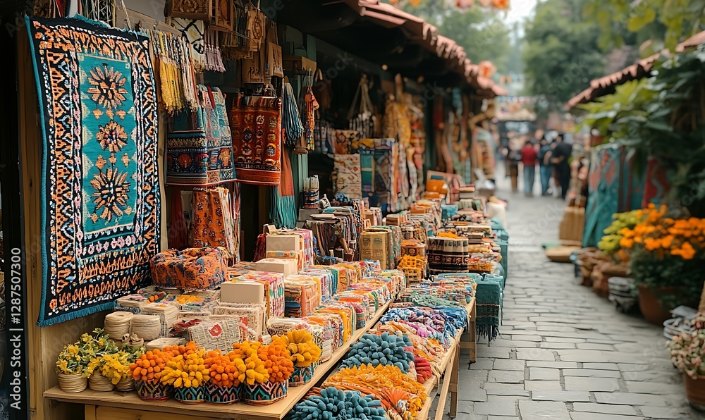 Fototapeta premium Colorful crafts market stall