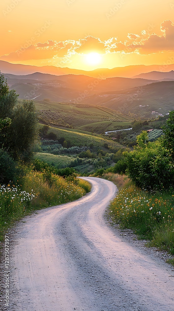 Obraz premium Winding Road Sunset Valley