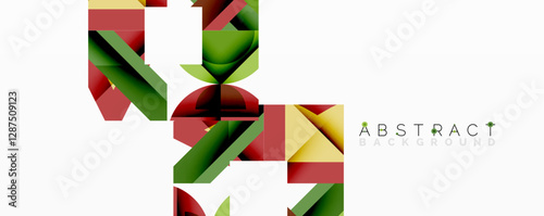 Abstract geometric artwork with interwoven angular and curved shapes, dynamic composition with smooth gradients and bold contrasts