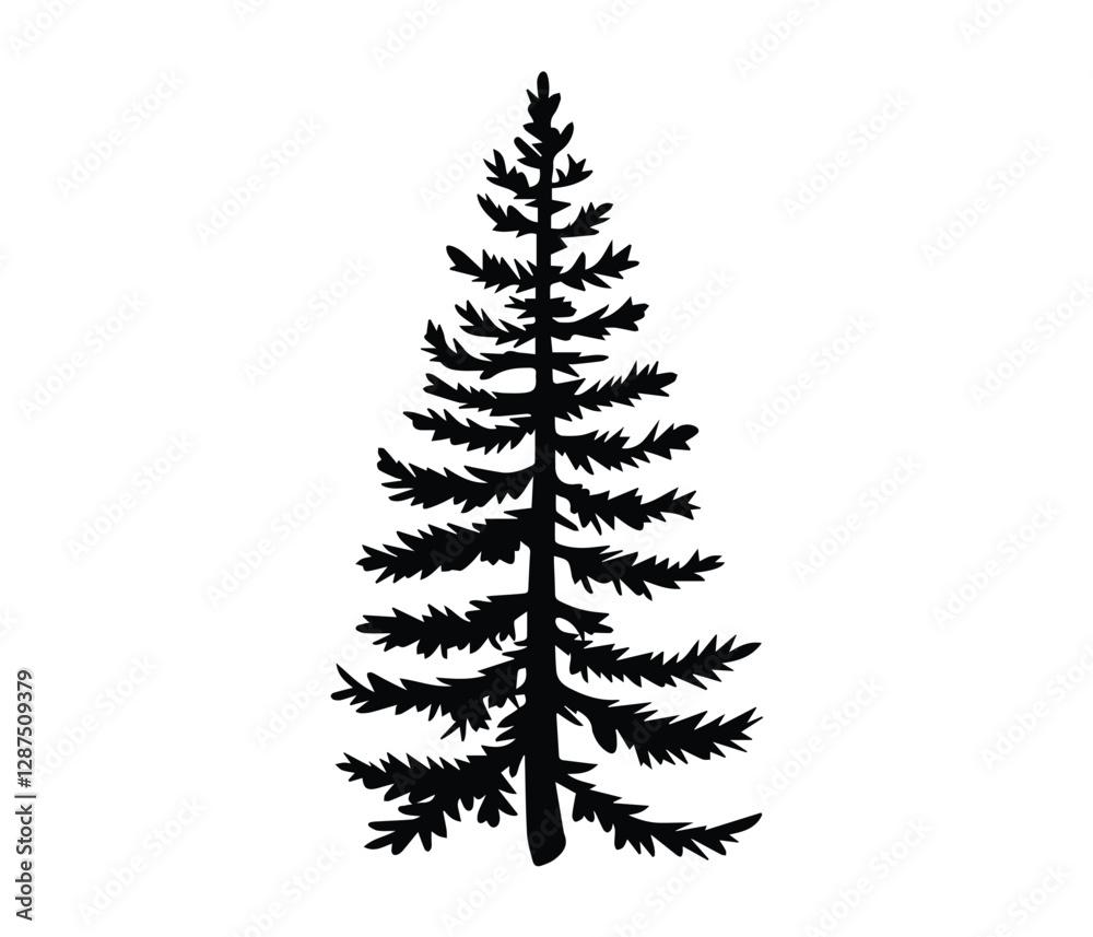 Obraz premium Simple Silhouette of a Majestic Evergreen Tree