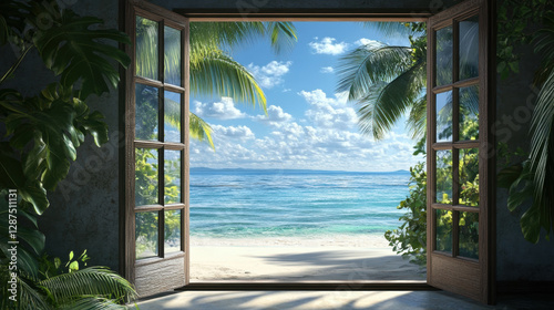 Ocean window hotel windows view beach scenery seaside tropical nature landscape scene wallpaper background