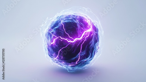 A dynamic electric sphere radiating vibrant purple energy and lightning effects.