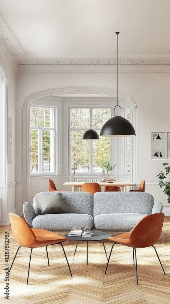 Fototapeta premium Modern Living Room Interior Design Illustration