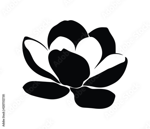 Elegant Black and White Magnolia Silhouette