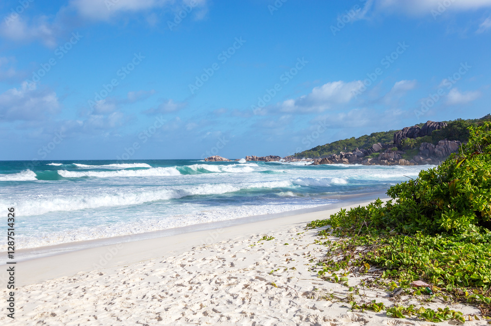 Grand Anse Beach, Island La Digue, Republic of Seychelles, Africa. Grand Anse Beach, Island La Digue, Republic of Seychelles, Africa.