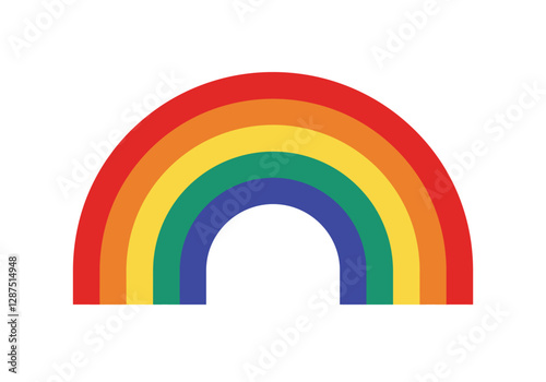 Rainbow color clipart. This image shows a rainbow with six colors: red, orange, yellow, green, blue, and purple. Vector illustration design.