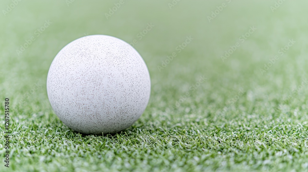 White ball on green artificial grass White ball on green artificial grass