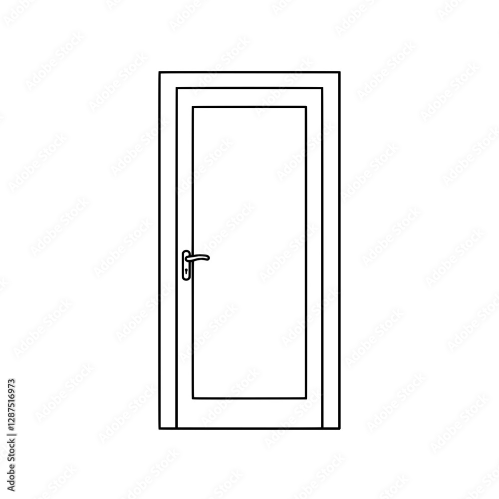 Minimalist Door: A simple, elegant outline of a door, a symbol of entrance, access, and opportunity, offering a clean aesthetic for design concepts. Minimalist Door: A simple, elegant outline of a door, a symbol of entrance, access, and opportunity, offering a clean aesthetic for design concepts.
