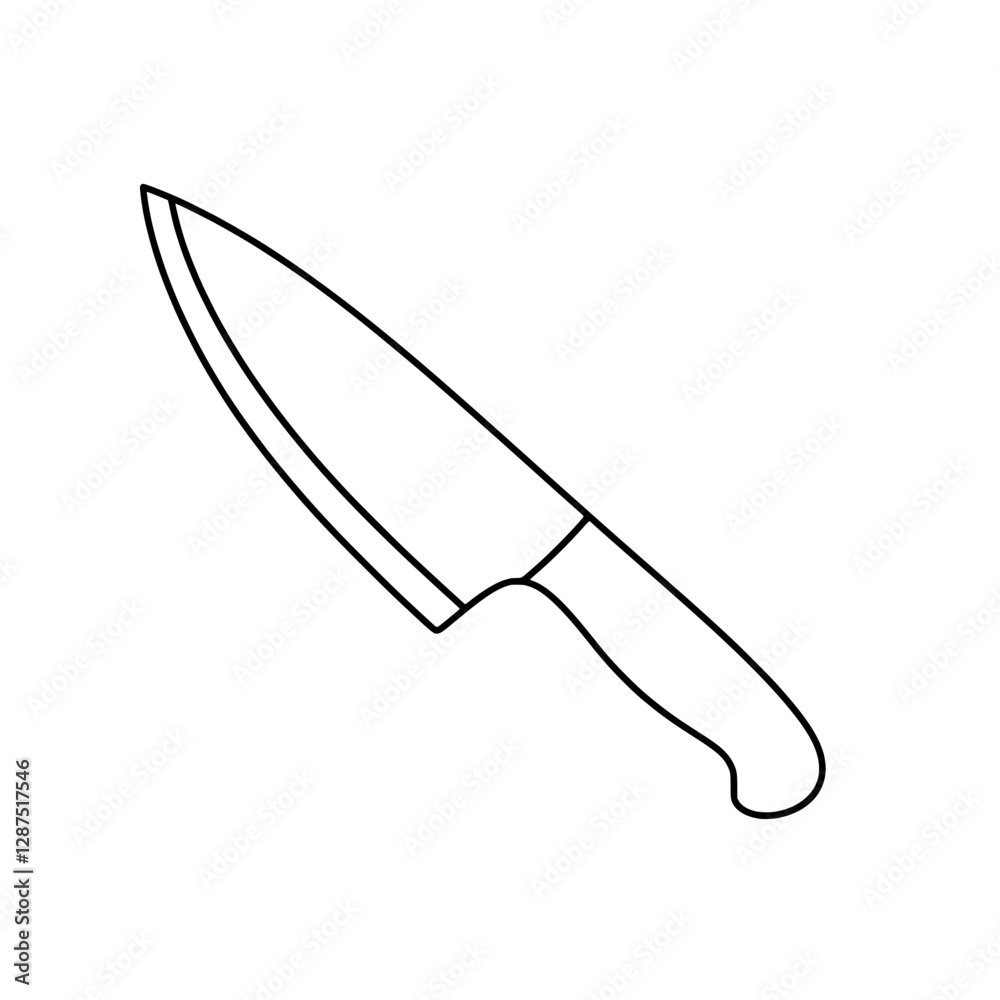Obraz premium Knife Illustration: A simple line drawing of a chef's knife, showcasing the sharp blade and ergonomic handle.