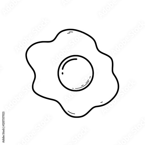 Sunny-Side Up: A simple and clean line drawing of a perfectly cooked sunny-side-up egg, a classic breakfast staple. 